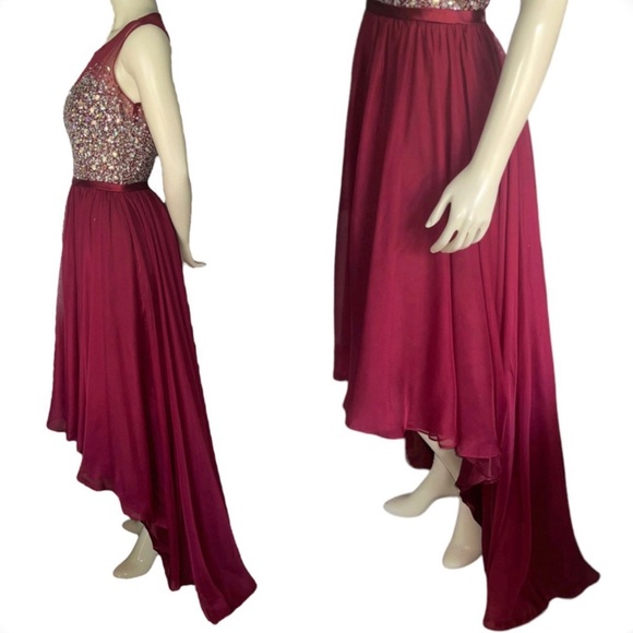 Cinderella Divine Burgundy Hi-Low Prom Dress 16 Beaded Sequins Formal Gown
✨ - Picture 8 of 17